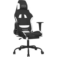 vidaXL Gaming-Stuhl mit Fußstütze Schwarz und Weiß Stoff