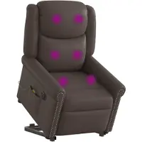 vidaXL Massagesessel mit Aufstehhilfe Elektrisch Glänzend Braun