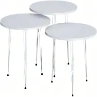 AEA Elegantes weißes Couchtisch-Set aus Holz und Edelstahl