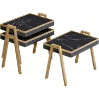 AEA Elegantes schwarzes Couchtisch-Set aus Holz im modernen Design