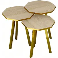 AEA Elegantes braunes Couchtisch-Set aus Holz und Metall