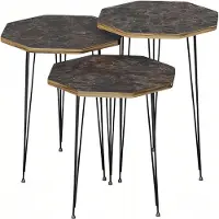 AEA Elegantes braunes Couchtisch-Set aus Holz und Metall