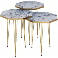 AEA Elegantes weißes Couchtisch-Set aus Metall im modernen Design
