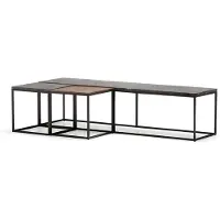 AEA Couchtisch-Set aus Metall in Grau modern elegantes Wohnzimmermöbel