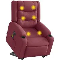 vidaXL Elektrischer Massagesessel mit Aufstehhilfe Weinrot Stoff