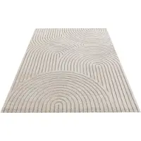 Elle Decoration Designteppich "Panglao", beige (creme, beige), B:200cm H:14mm L:290cm, Polyester, Polypropylen (PP), Teppiche, Designteppich, Boho Design, Kurzflor, 3D Optik, Skandinavisch, Wohnzimmer