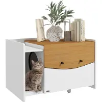 PawHut Katzenschrank für Katzentoilette, Katzenhaus mit ausziehbarem Schrank