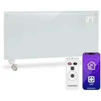 Klarstein Elektroheizung, Konvektor-Heizung mit Bodenrollen, Mobile Elektroheizung Energiesparend, Leise Heizung Elektrisch, Standgerät Heizkörper Elektrisch mit Thermostat & App-Steuerung, 2000 W