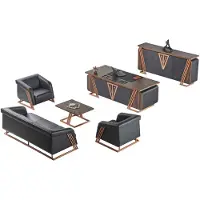 AEA Büroeinrichtung Schreibtisch Sideboard 3-Sitzer Sessel Cuchtisch Schwarz
