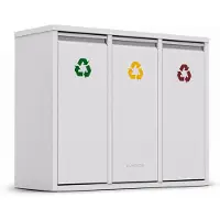 Klarstein Ordnungshüter 3-in-1 Mülleimer - 45L Küchenabfalleimer mit Farbcodierung, Edelstahlgehäuse, herausnehmbare Behälter, Mülltrennsystem