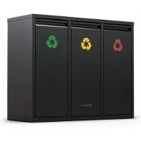 Klarstein Ordnungshüter 3-in-1 Mülleimer - 45L Küchenabfalleimer mit Farbcodierung, Edelstahlgehäuse, herausnehmbare Behälter, Mülltrennsystem