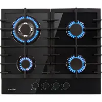 Klarstein Gasherd, Gaskochfeld 4 Flammig, Einbau-Gaskocher für Zuhause & Wohnmobil, Edelstahl Campingkocher, Gasherd für Propan- und Erdgas, Gas-Herdplatte mit Wok Brenner, Gas Kocher 8100 Watt