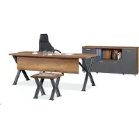 AEA Arbeitszimmer Set Schreibtisch X-Tischbeine mit Couchtisch Sideboard