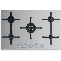 Klarstein Illuminosa 5 Gaskochfeld - 5 Sabaf-Brenner, Edelstahl, 4 kW Wokbrenner, Elektrische Zündung, Flammenausfallschutz, Für Flüssig- & Erdgas, 76x13x50 cm