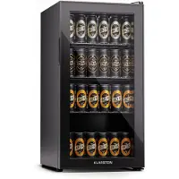 Klarstein Beersafe 74 Slim Kühlschrank 74 Liter 3 Böden Panoramaglastür Schwarz