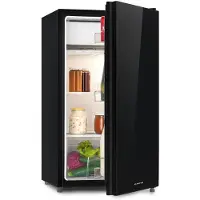 Klarstein Luminance Frost Kühl-Gefrier-Kombination - freistehender Kühlschrank, Glasfront, ca. 45 x 84 x 48,5 cm (BxHxT), 91 Liter Gesamtvolumen, schwarz