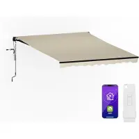 Blumfeldt CloudShade Markise – 3m elektrische Gelenkarmmarkise mit App & Fernbedienung, UV 30+ & Regenschutz, Neigungswinkel einstellbar, Aluminiumrahmen, einfache Wandmontage, 295x250 cm, Beige