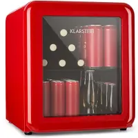 Klarstein PopLife Getränkekühler - Mini-Bar, Retrokühlschrank, 0-10°C, nur 39 dB, 48 L, umweltfreundlich, doppelt verglaste Tür, Retro-Design, rot