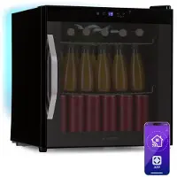 Klarstein Coachella 50 Onyx Kühlschrank 47 Liter WiFi-Funktion Hintergrundbeleuchtung Schwarz