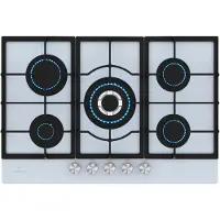 Klarstein Ignito Gaskochfeld, 5-Zonen-Sabaf-Brenner, 3,6 kW–1 kW, Gehärtetes Glas, SnapJetIgnition, Wok-Aufsatz, Flüssig- und Erdgas, 75 x 10 x 52 cm, Gasherd für Effizientes Kochen