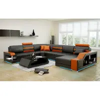 AEA Design Sofa Ecksofa Wohnlandschaft mit Regal Polster Sitz Garnitur Ledersofa USB