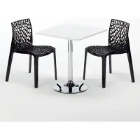 GRAND SOLEIL Weiß Quadratisch Tisch und 2 Stühle Farbiges Polypropylen-Innenmastenset Gruvyer Cocktail - Schwarz