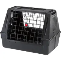 Ferplast Atlas Car Scenic, Fester Transportbox, Auto-Haustiertransportbox, Hund, 20 kg, Frontlader, Schwarz