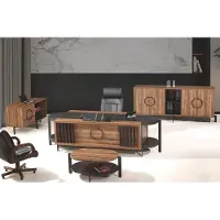 AEA Luxus Komplette Büro Schreibtisch Bürotisch Set 4tlg Holz Braun Tisch