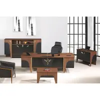 AEA Komplette Büro Schreibtisch Bürotisch Set 4tlg Holz Braun Luxus Groß