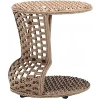 AEA Couchtisch Braun Luxus Rund Möbel Terrasse Design Hochwertig Rattan Modern