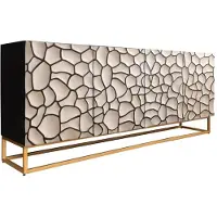 Casa Padrino Sideboard in 3D optik Schwarz / Weiß / Gold - Moderne Massivholz Möbel