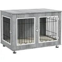 PawHut Hundekäfig Möbel 2 Türen Große Hunde bis 25 kg 90 x 58 x 65 cm Grau