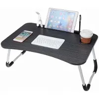 Herzberg HG-04173: Klappbarer Schoßtisch mit Becher- und Tablet-Halter