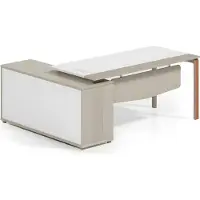 AEA Exklusiver Eckschreibtisch Luxus Holz Bürotisch Designer Tisch Weiß Tische
