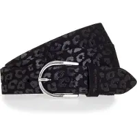 Tamaris Ledergürtel , Damen, Gr. 100, schwarz, Rindsleder, Gürtel Ledergürtel, schiemernde Prägung im Animal-Design