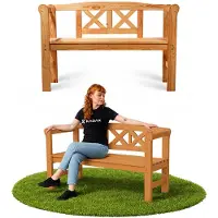 Kadax Gartenbank, 120x47x81,5cm Banktruhe aus einer Holzfaserplatte (119cm/Braun/X)