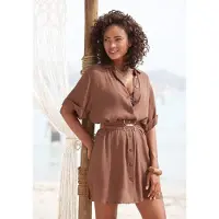 LASCANA Longbluse mit Knopfleiste, Kurzarmbluse, Blusenkleid, sommerlich