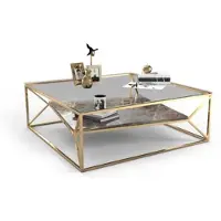 AEA Moderner Marmor Wohnzimmer Couchtisch Luxus Edelstahl Tisch Glasplatte