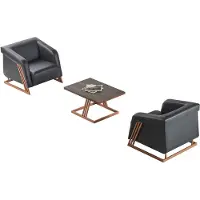 AEA Sitzmöbel Sessel Couchtisch Schwarz Braun Bronze Leder Modern Edelstahl