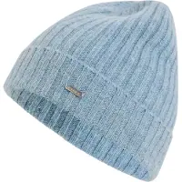 Falke Strickmütze "Pure Cashmere", Damen, Gr. onesize, blau (cloud meliert (6027)), Mützen Strickmütze