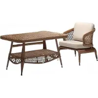 AEA Gartenmöbel Sessel Braun Couchtisch Design Moderne 2tlg Möbel