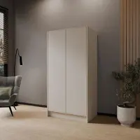WFL GROUP Kleiderschrank im Skandi-Stil – Grifflos, Minimalistisch Garderobenschrank mit viel Stauraum für Ankleide – 100 cm – Kaschmir