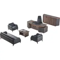 AEA Arbeitszimmer-Set Komplett Sofas Schreibtisch Sideboard Büro Couch Leder