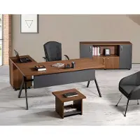 AEA Eckbürotisch Arbeitstisch Komplettbüro Büromöbel 3tlg Holz Set Grau