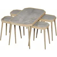 AEA Grauer Holz Couchtisch mit Beistelltischen modernes Design