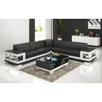 AEA Ledersofa mit USB Wohnlandschaft Ecksofa Eck Garnitur Design Modern Sofa G8017B