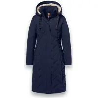 District Wintermantel Cappuccino (mit Kapuze, warm) navyblau Damen