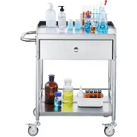OEM Laborationswagen aus Edelstahl, 2 Ebenen, 220 Lbs Fassungsvermögen, 360°-Drehbare Räder, Ladefähigkeit für Lab, Klinik, Küche, Salon