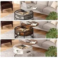 Northix Couchtisch mit Hubfunktion - Höhenverstellbarer, versteckter Stauraum