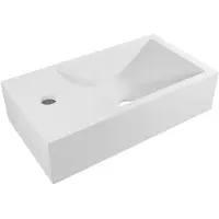 CERANO - Waschtisch aus Gussmarmor, Modell Teo - links, aufgehängt - weiß, matt - 40x22 cm